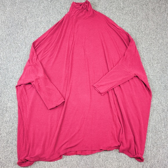We The Free Boho Oversized Batwing Turtleneck Top Small Red Wool Blend Knit — photo 2